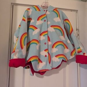 Maebee Roo Roo Rainbow Fleece Petal Scallop Hem Reversible Poncho